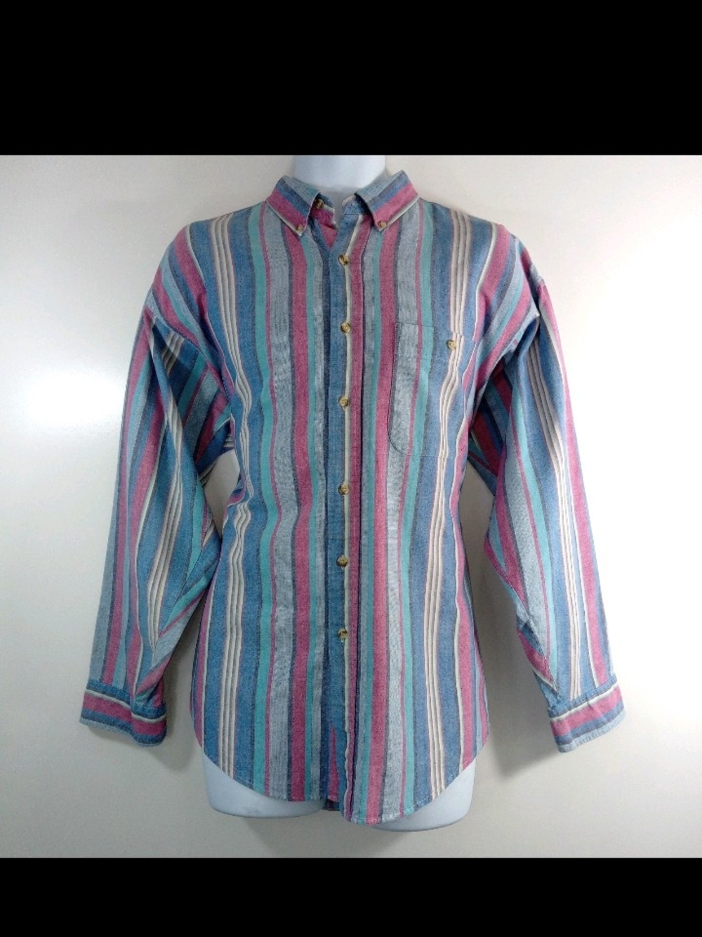 Vintage Loafers Southwestern Striped Shirt Large 80s 90s Reed St. James